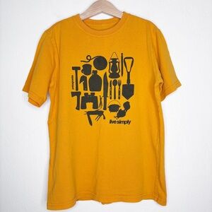 Patagonia Boys Camping Tools Graphic Short Sleeve Orange Tee Size M